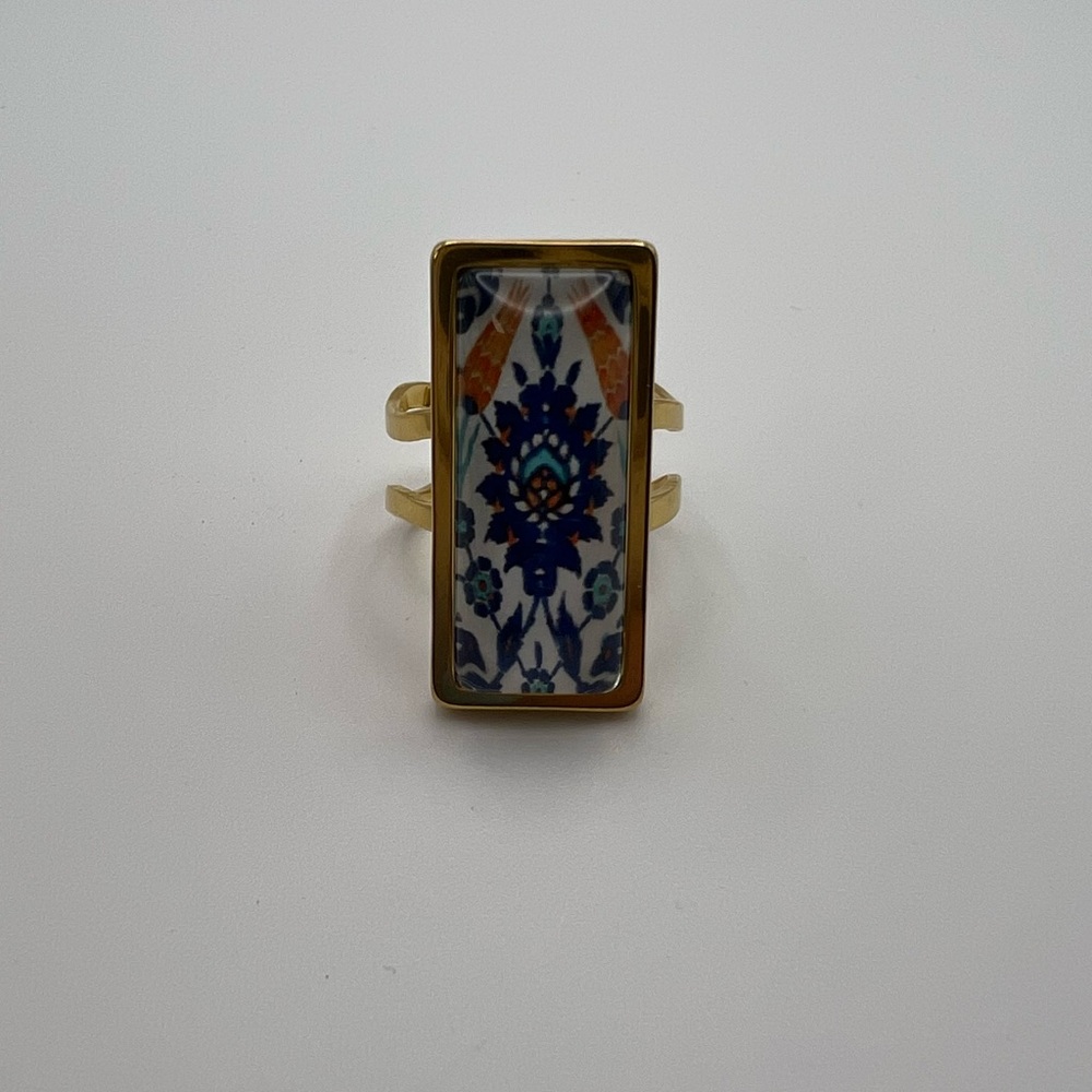 Elegant Rectangular Statement Rings - Classic Flo… - image 4